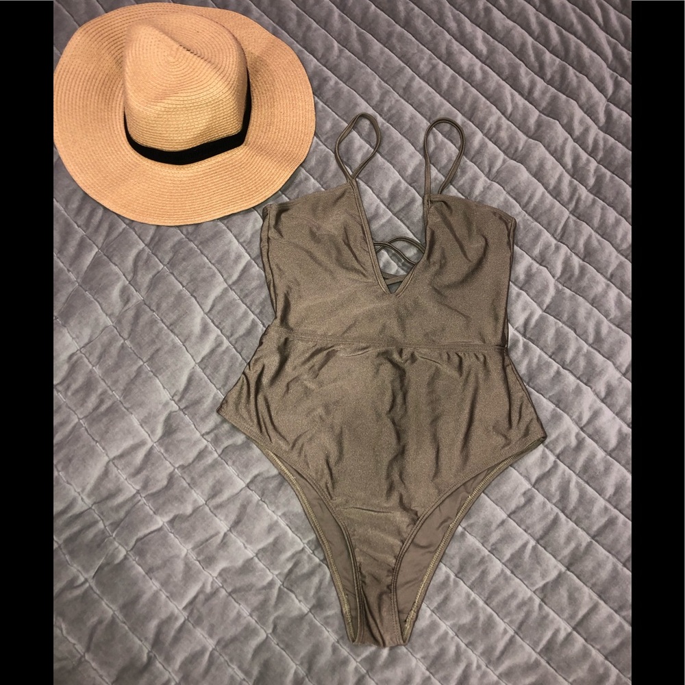 ASOS Metallic Gold High Cut One Piece 🩱